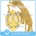 Trendy Religious Gold Link Chain with Virgin Mary Wholesale Christ 316 Stainless Steel Chain Necklace